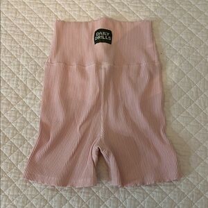 Daily Drills Light Pink Ribbed Biker Shorts